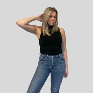 Bodysuit black and green high neck